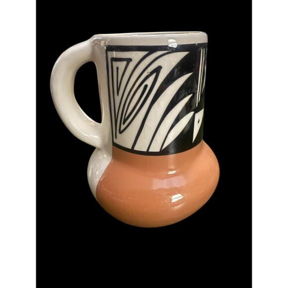 Padilla Tonalá Pottery Mug Hand Painted Pueblo Geometric Design Mexican Ceramic - Picture 3 of 7